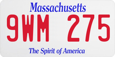MA license plate 9WM275