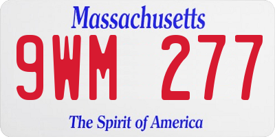 MA license plate 9WM277