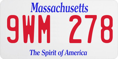 MA license plate 9WM278