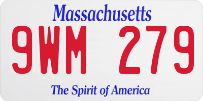 MA license plate 9WM279