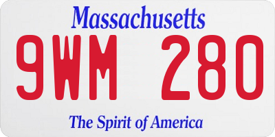 MA license plate 9WM280