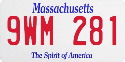 MA license plate 9WM281