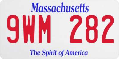 MA license plate 9WM282