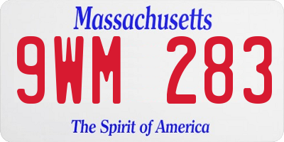 MA license plate 9WM283