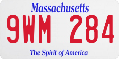 MA license plate 9WM284