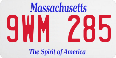 MA license plate 9WM285