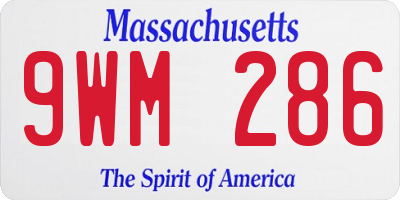 MA license plate 9WM286
