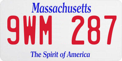 MA license plate 9WM287