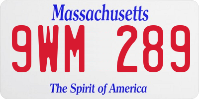 MA license plate 9WM289
