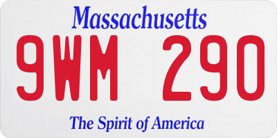 MA license plate 9WM290