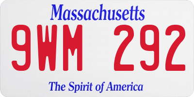 MA license plate 9WM292