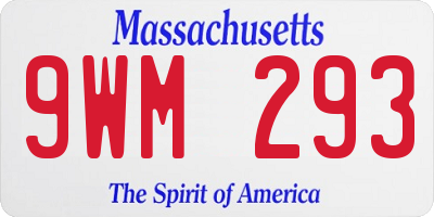 MA license plate 9WM293