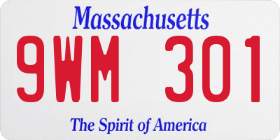 MA license plate 9WM301