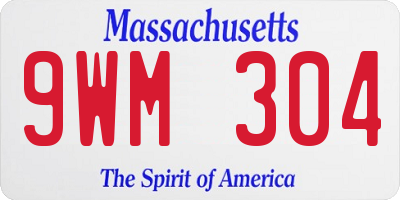 MA license plate 9WM304