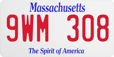MA license plate 9WM308