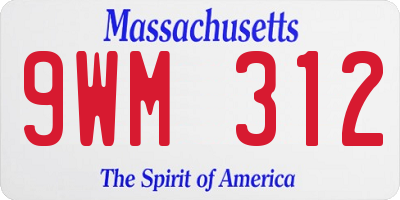 MA license plate 9WM312