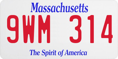 MA license plate 9WM314