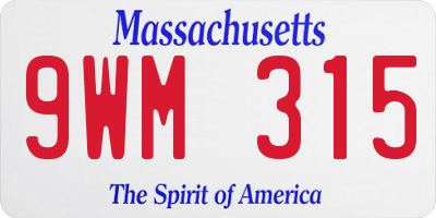 MA license plate 9WM315