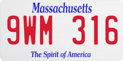 MA license plate 9WM316