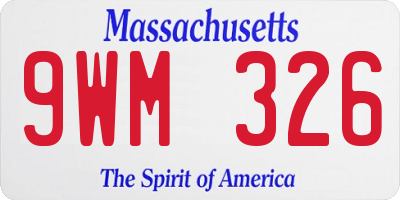 MA license plate 9WM326