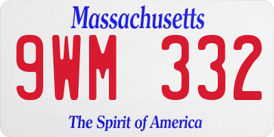 MA license plate 9WM332