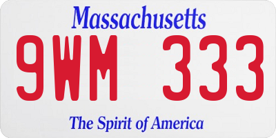 MA license plate 9WM333