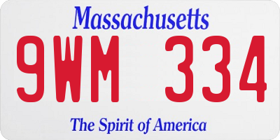 MA license plate 9WM334