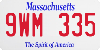 MA license plate 9WM335