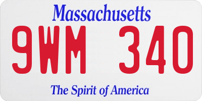 MA license plate 9WM340
