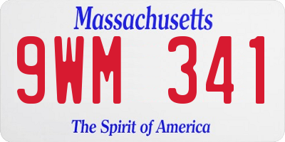 MA license plate 9WM341