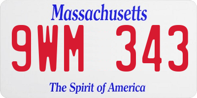 MA license plate 9WM343