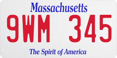 MA license plate 9WM345