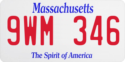 MA license plate 9WM346