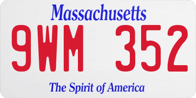 MA license plate 9WM352