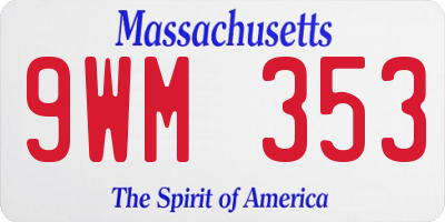 MA license plate 9WM353