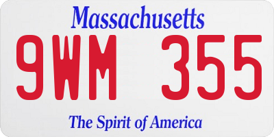 MA license plate 9WM355
