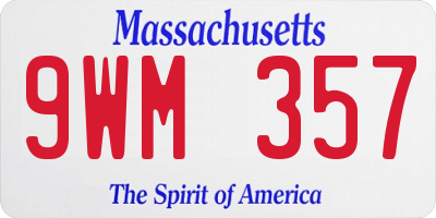 MA license plate 9WM357
