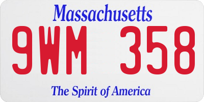 MA license plate 9WM358