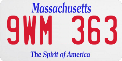 MA license plate 9WM363