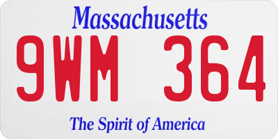 MA license plate 9WM364