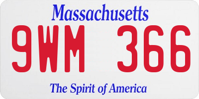 MA license plate 9WM366