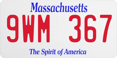 MA license plate 9WM367