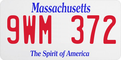 MA license plate 9WM372