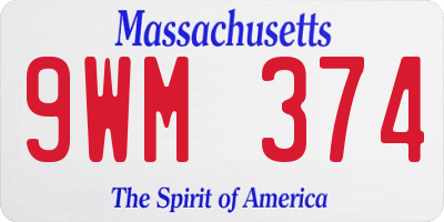 MA license plate 9WM374