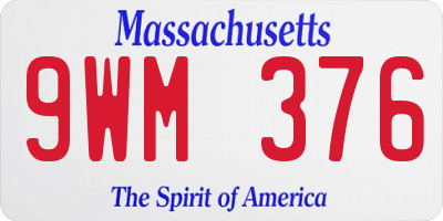 MA license plate 9WM376
