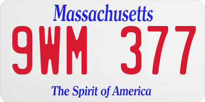 MA license plate 9WM377