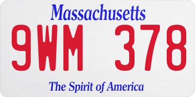 MA license plate 9WM378