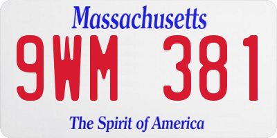 MA license plate 9WM381