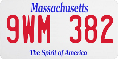MA license plate 9WM382