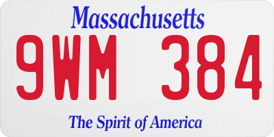 MA license plate 9WM384